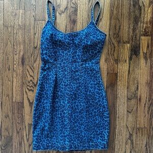 Denim Blue Leopard Print Dress Medium Charlotte Russe